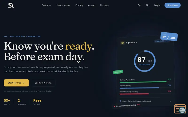 Screenshot of StudyLumina