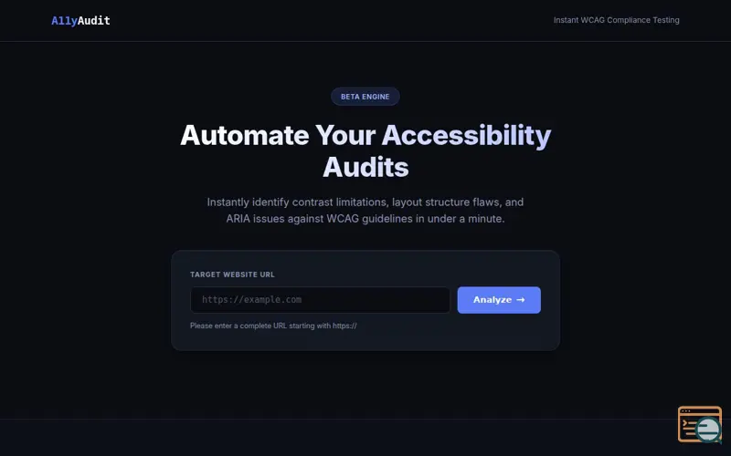 Screenshot of A11yAudit — WCAG Compliance Audits