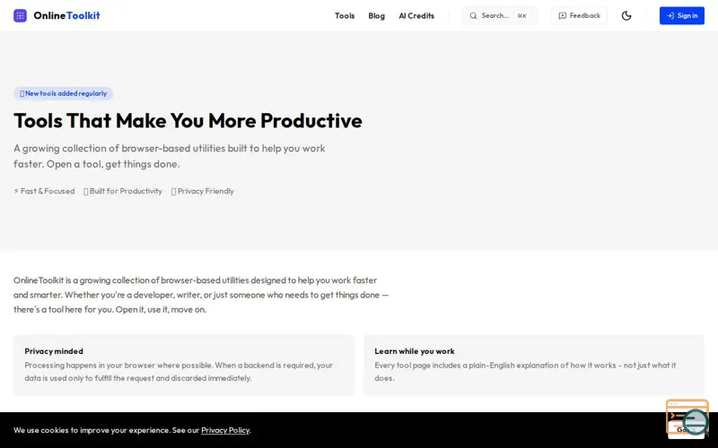 Screenshot of OnlineToolkit