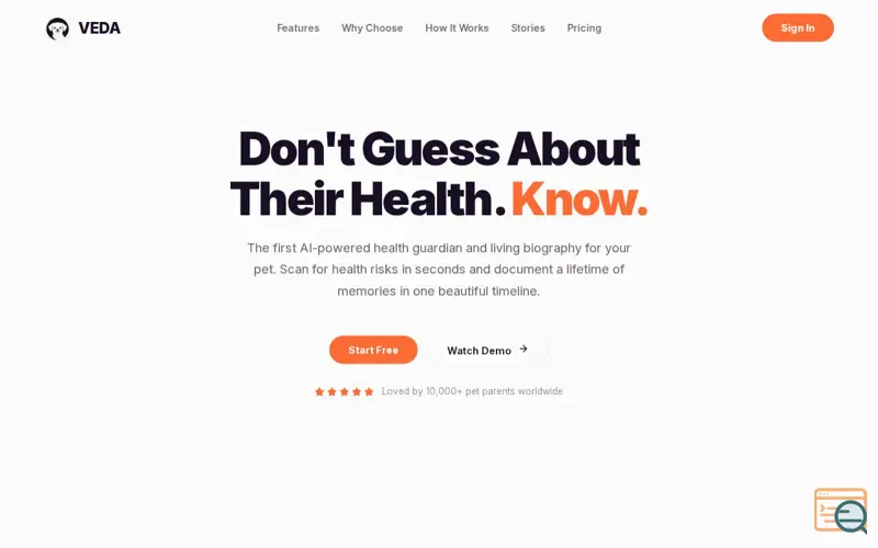 Screenshot of VEDA: AI Pet Health Scan & Biography.