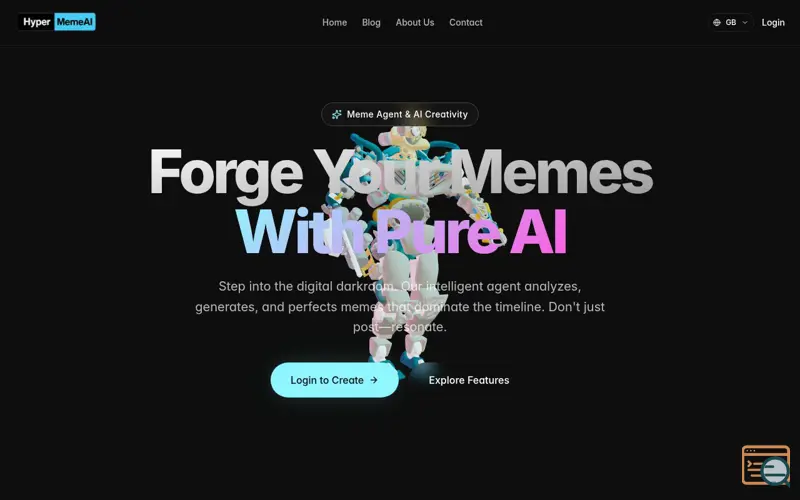 Screenshot of HyperMeme AI, a launch using Lenis