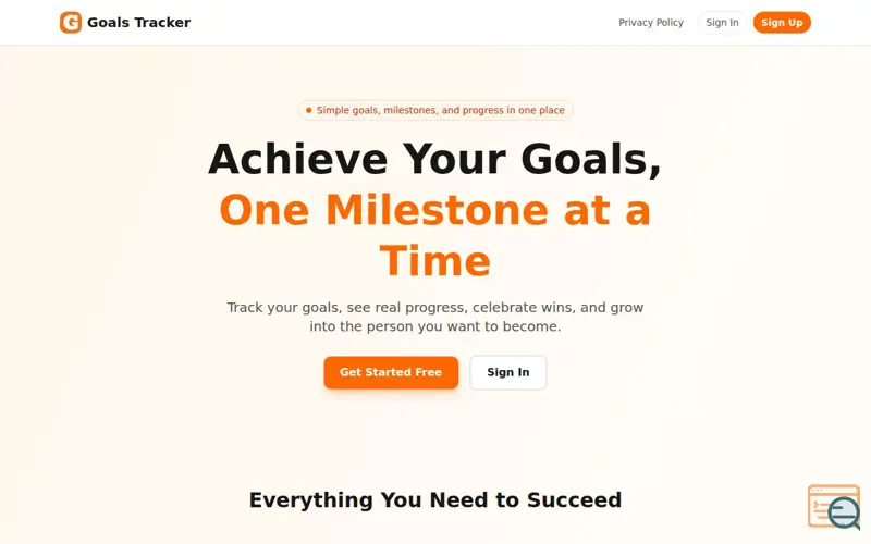 Screenshot of Goals Tracker