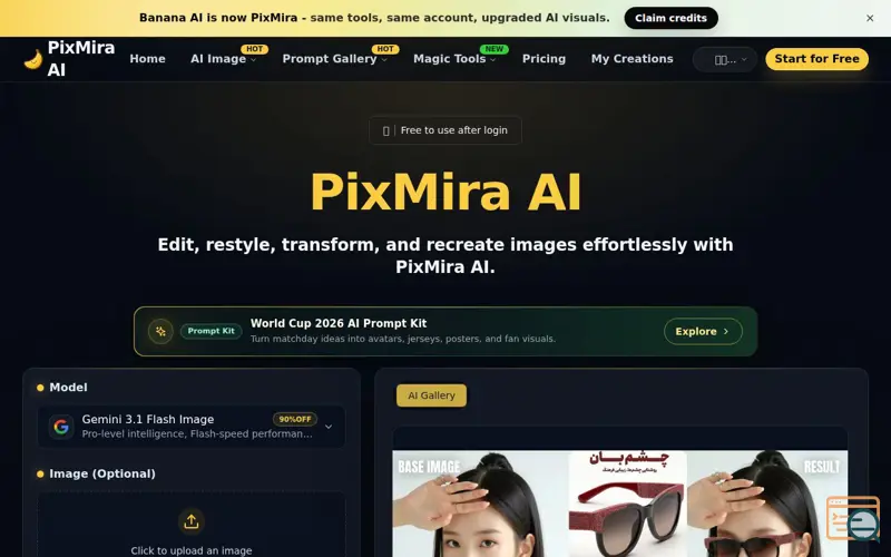 Screenshot of PixMira AI