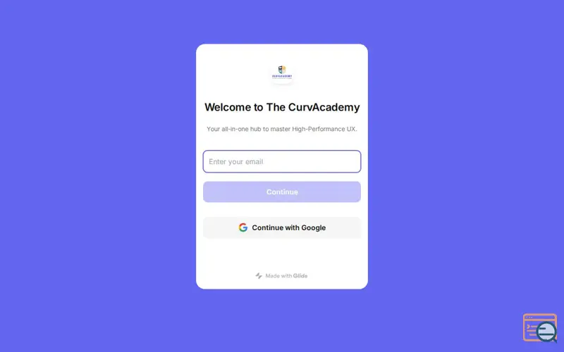 Screenshot of CurvAcademy, a launch using Glide