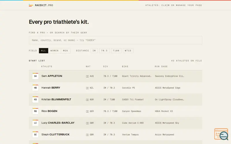Screenshot of Racekit