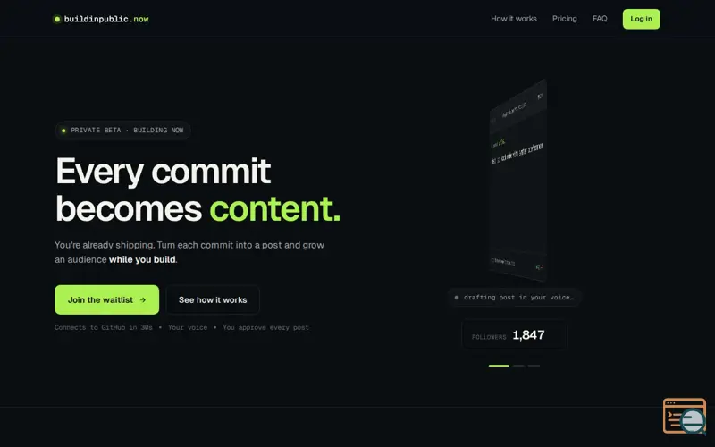 Screenshot of buildinpublic.now, a launch using TrustMRR