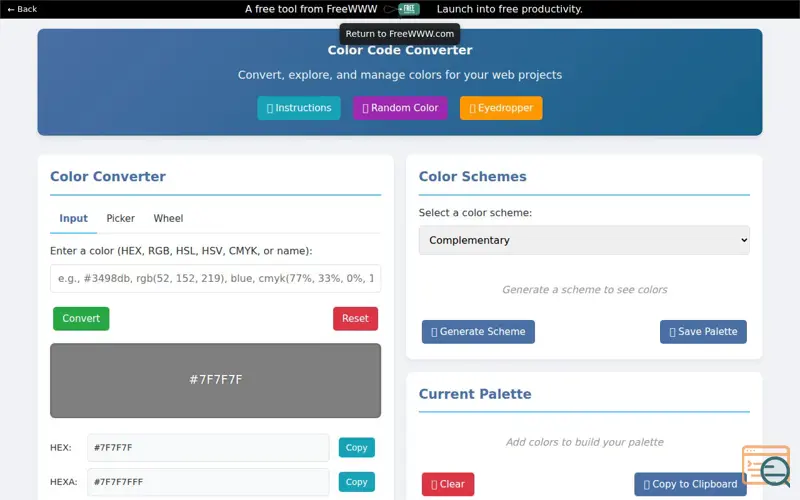 Screenshot of Color Code Converter