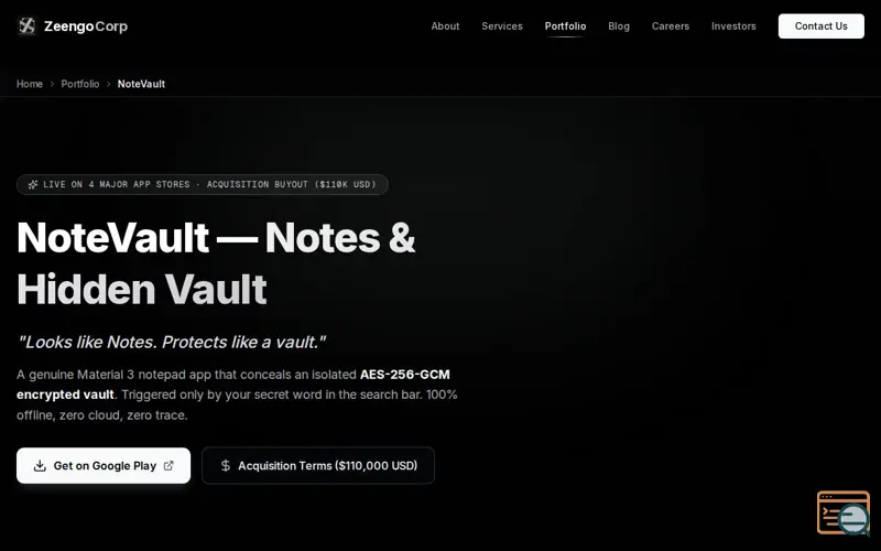 Screenshot of NoteVault 