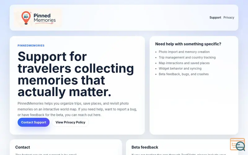 Screenshot of Pinned Memories - Travel Map