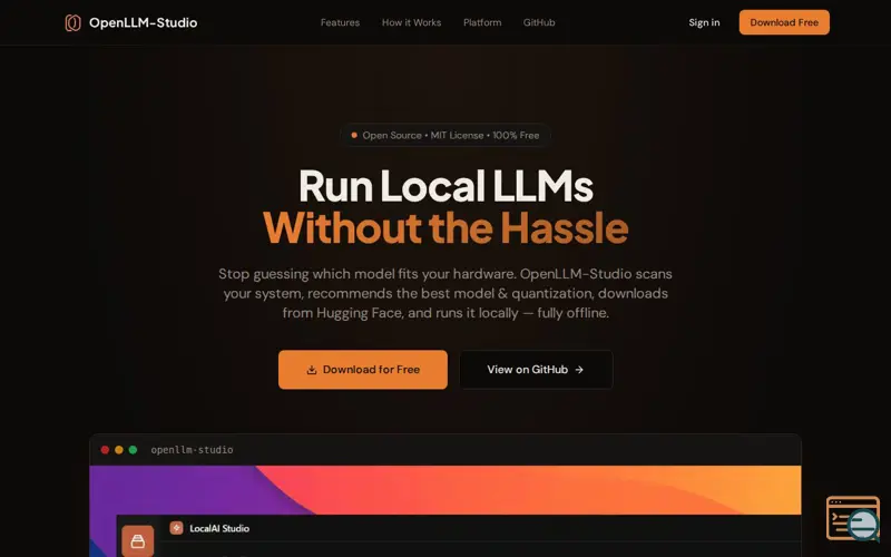 Screenshot of OpenLLM Studio