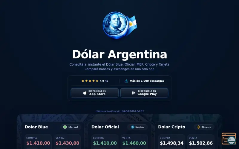 Screenshot of Dólar Blue Argentina Hoy