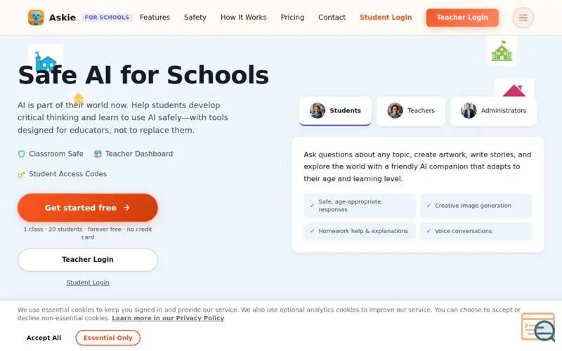 Screenshot of Askie for Schools, a launch using Daily.co