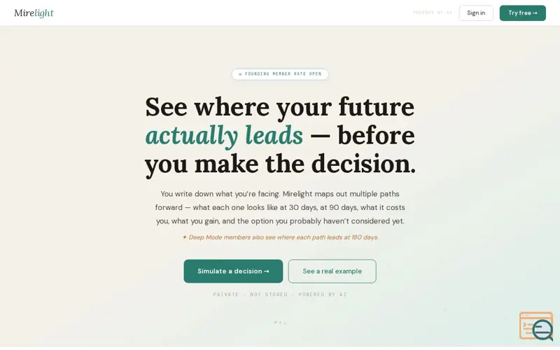 Screenshot of Mirelight