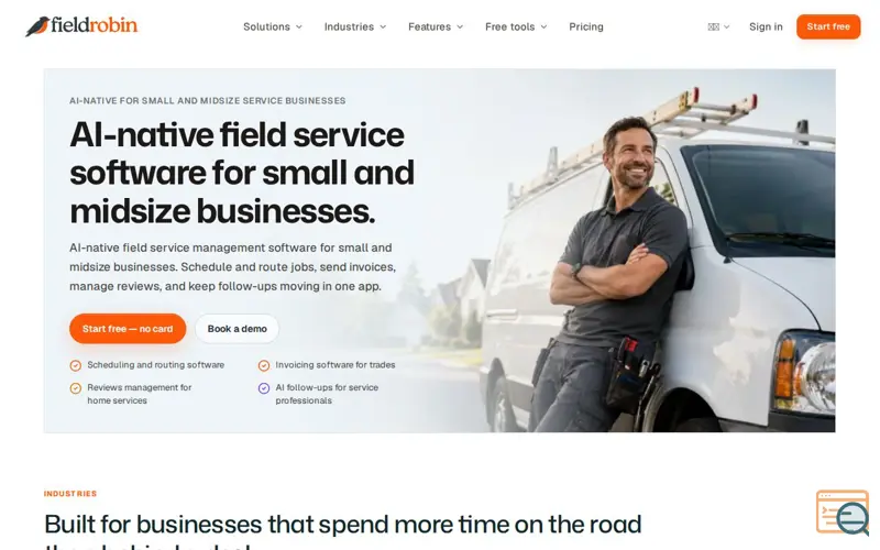 Screenshot of FieldRobin