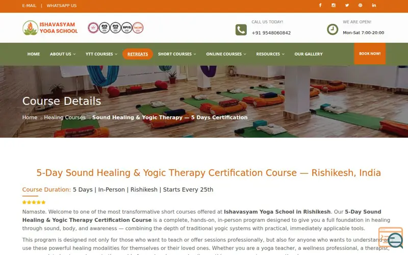 Screenshot of Ishavasyam Yoga School