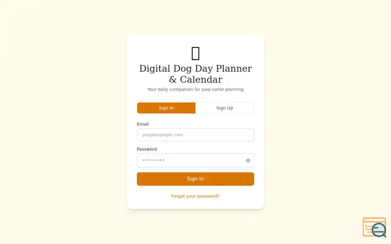 Screenshot of Digital Dog Day Planner & Calendar