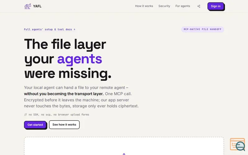 Screenshot of YAFL – Your agent's file transfer
