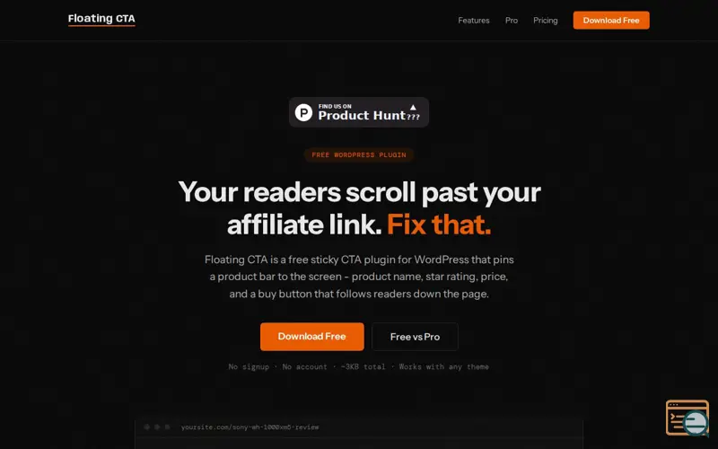 Screenshot of Floating CTA