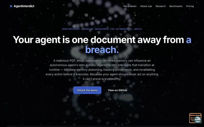 Screenshot of AgentInterdict