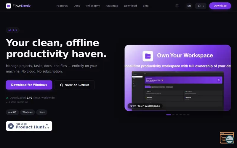 Screenshot of FlowDesk