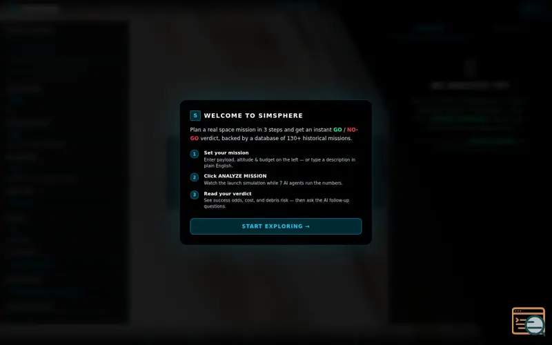 Screenshot of SimSphere