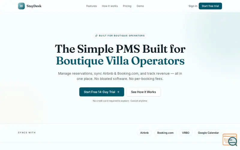 Screenshot of StayDesk PMS
