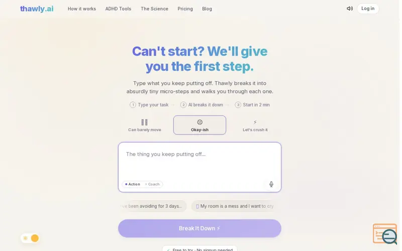 Screenshot of Thawly