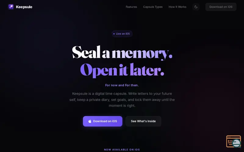 Screenshot of Keepsule — Seal a Memory, Open It Later