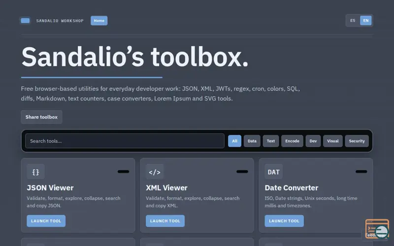 Screenshot of Sandalio Developer Toolbox