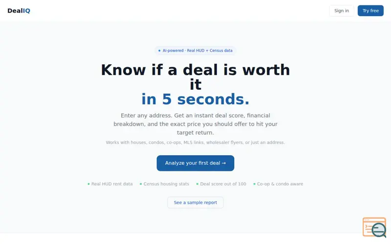 Screenshot of DealIQ