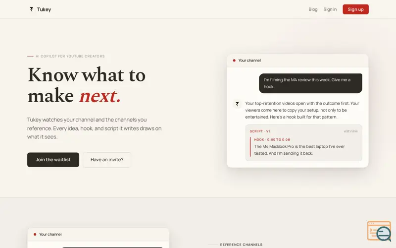 Screenshot of Tukey AI