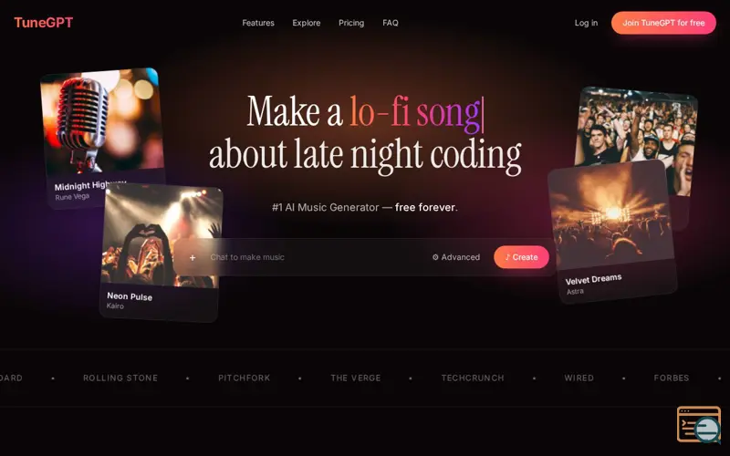 Screenshot of tunegpt.ai - AI music Generator