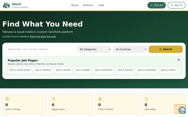 Screenshot of Wasil Classifieds