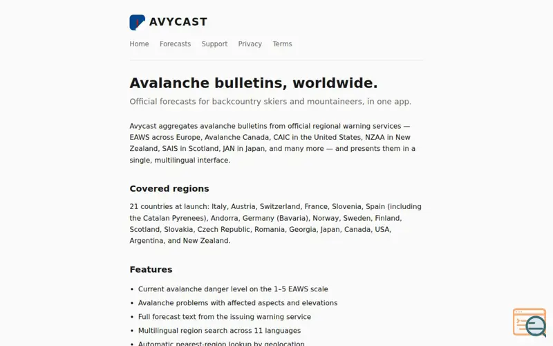 Screenshot of Avycast