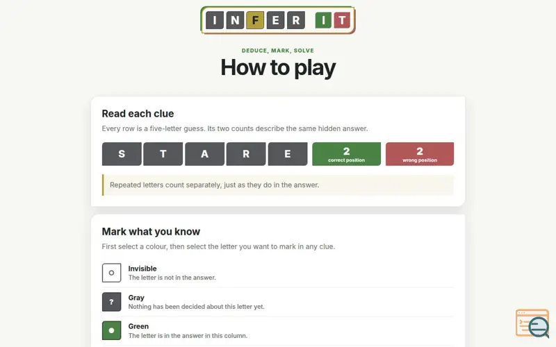 Screenshot of InferIt