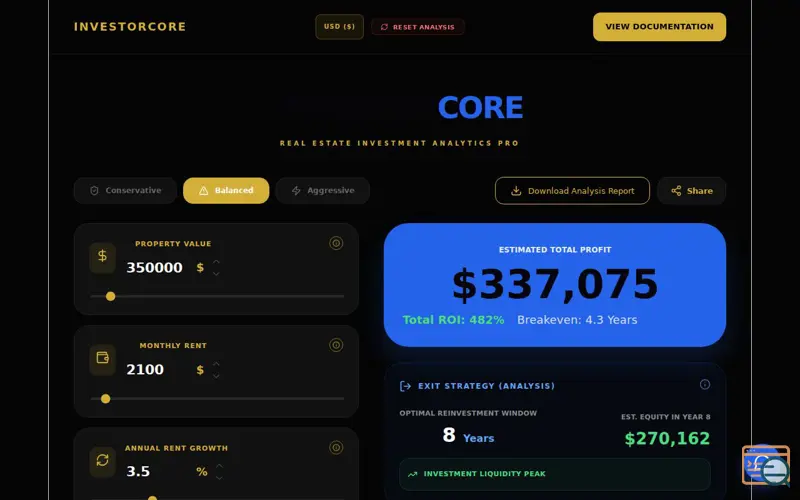 Screenshot of InvestorCore