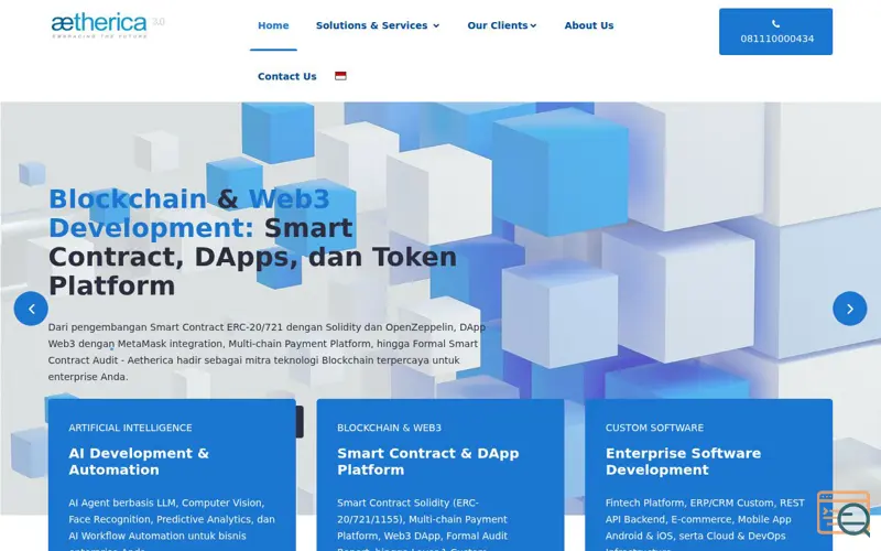 Screenshot of Aetherica, a launch using Google Business Profile