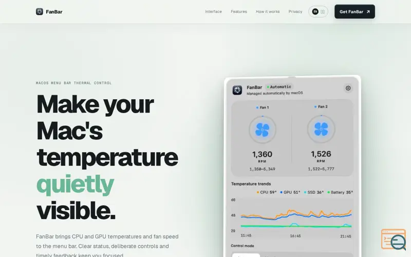 Screenshot of FanBar