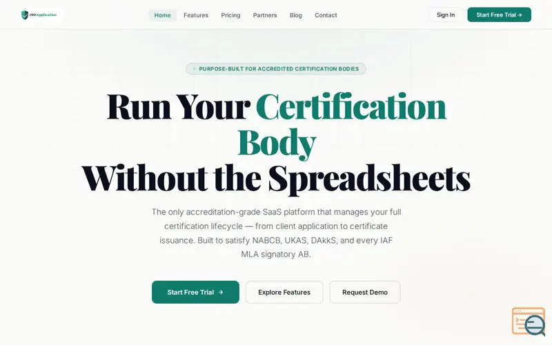 Screenshot of isoapplication.com