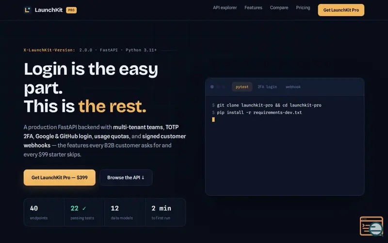 Screenshot of LaunchKit - Premium FastAPI SaaS Backend