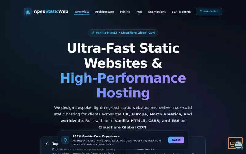 Screenshot of Apex Static Web