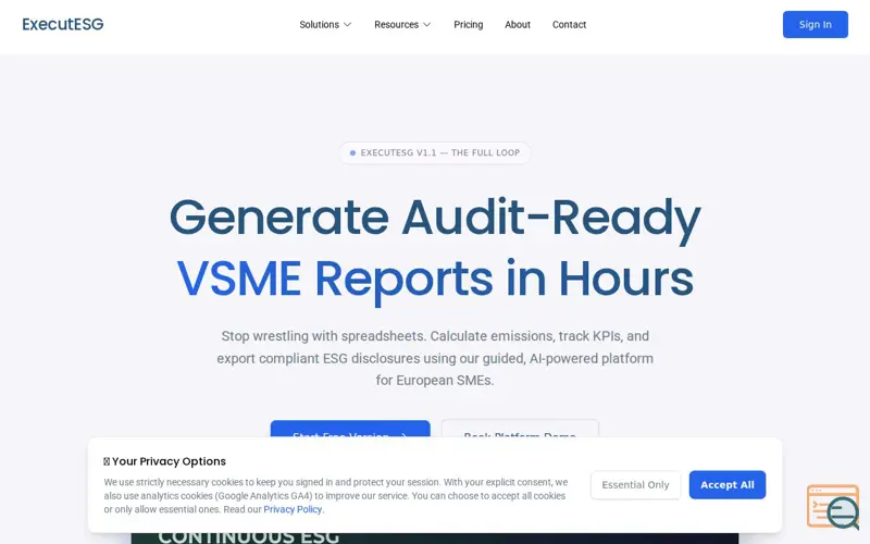 Screenshot of ExecutESG — Sustainability OS