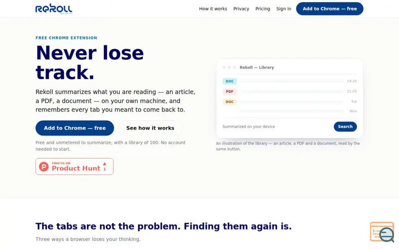 Screenshot of Rekoll — Never Lose Track