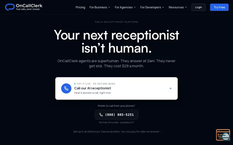 Screenshot of OnCallClerk 2.0: Sounds Human, a launch using Twilio