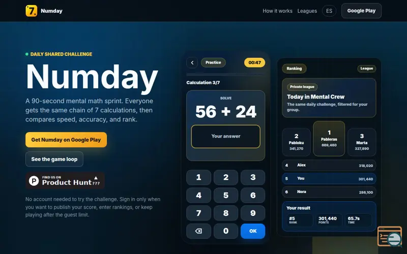 Screenshot of Numday