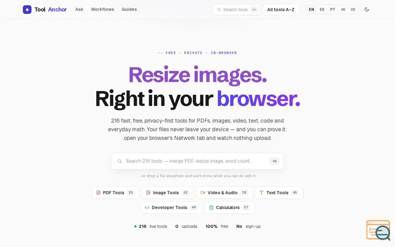 Screenshot of ToolAnchor