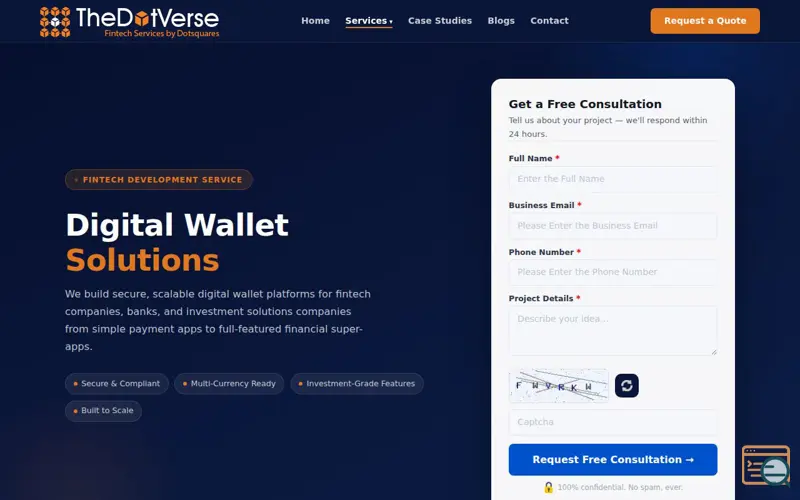Screenshot of Digital Wallet Solutions