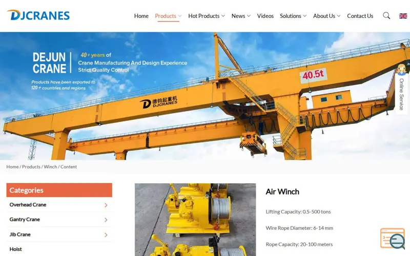 Screenshot of Air Winch, a launch using ScrollReveal