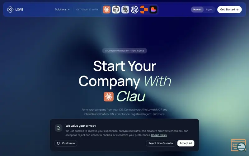 Screenshot of Lovie, a launch using Manus