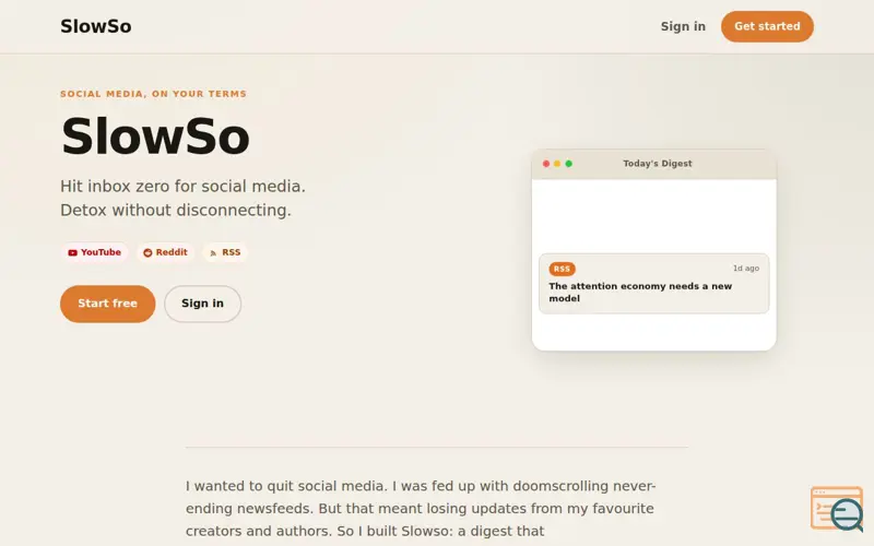 Screenshot of SlowSo